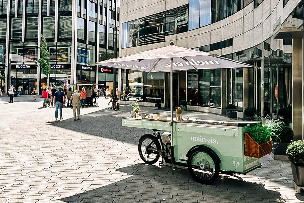 Eis Catering Eisbike Promoaktion mein eis mobile eistheke Köln Bonn Düsseldorf
